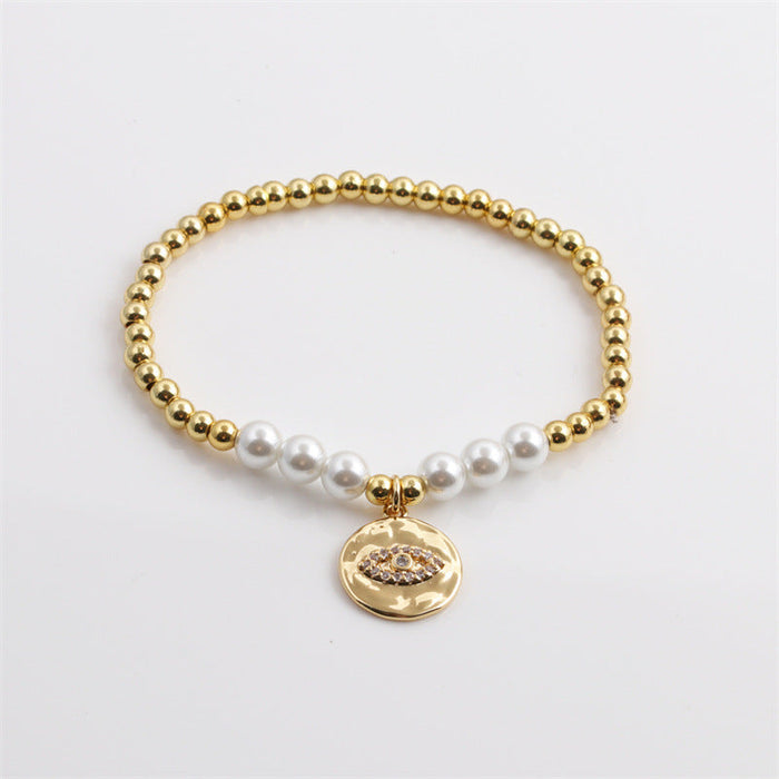 Wholesale pearl beaded devil's eye copper bracelet JDC-BT-ML053 Bracelet JoyasDeChina CB00339 Wholesale Jewelry JoyasDeChina Joyas De China