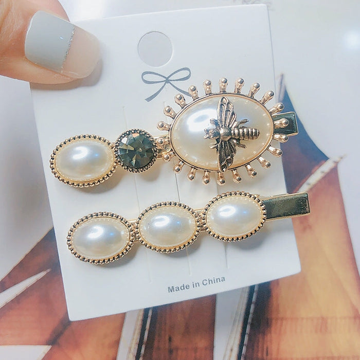 Wholesale Pearl Bee Alloy Hair Clip JDC-HC-GSXP004 Hair Clips 宏鑫 grey Wholesale Jewelry JoyasDeChina Joyas De China