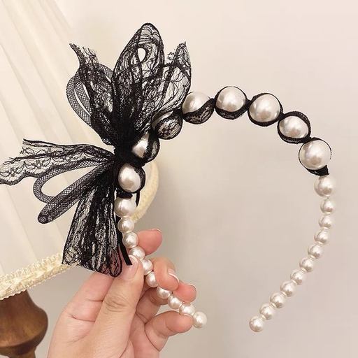 Bulk Jewelry Wholesale pearl bow black lace headband JDC-HD-K051 Wholesale factory from China YIWU China