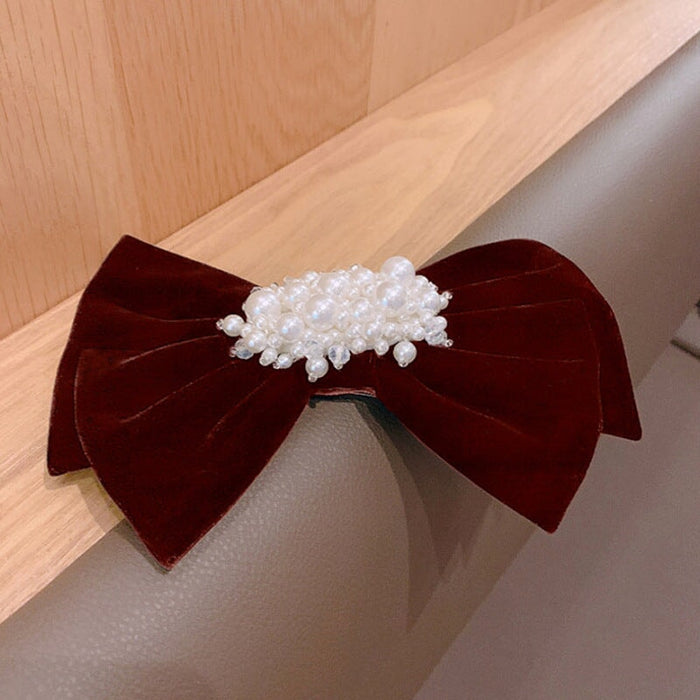 Wholesale pearl bow set diamond hairpin JDC-HC-BaoY003 Hair Clips 宝钰 Wholesale Jewelry JoyasDeChina Joyas De China