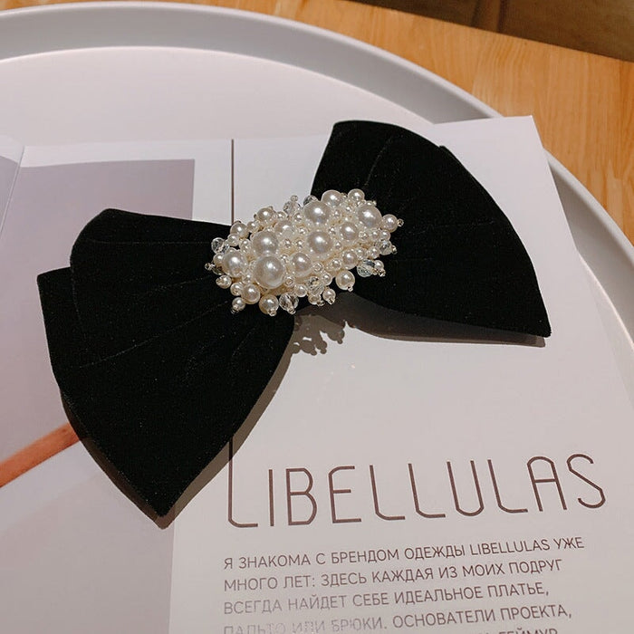 Wholesale pearl bow set diamond hairpin JDC-HC-BaoY003 Hair Clips 宝钰 Wholesale Jewelry JoyasDeChina Joyas De China