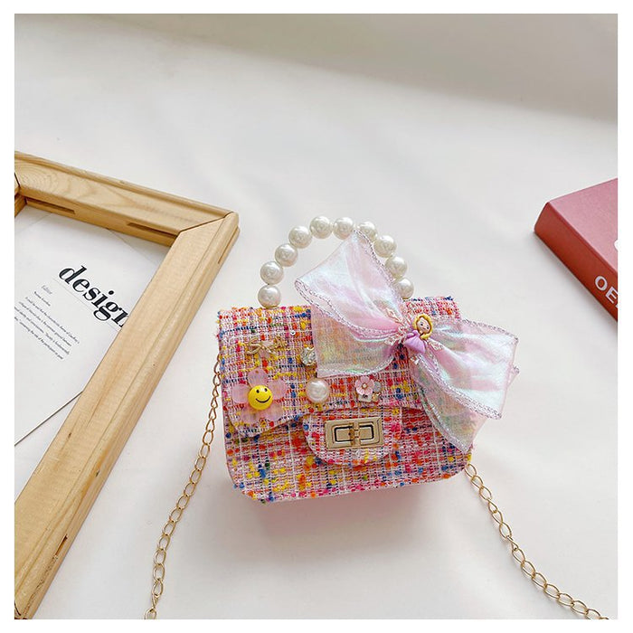 Wholesale pearl bow shoulder bag JDC-SD-KR038 Shoulder Bags 坤然 bow pink Wholesale Jewelry JoyasDeChina Joyas De China