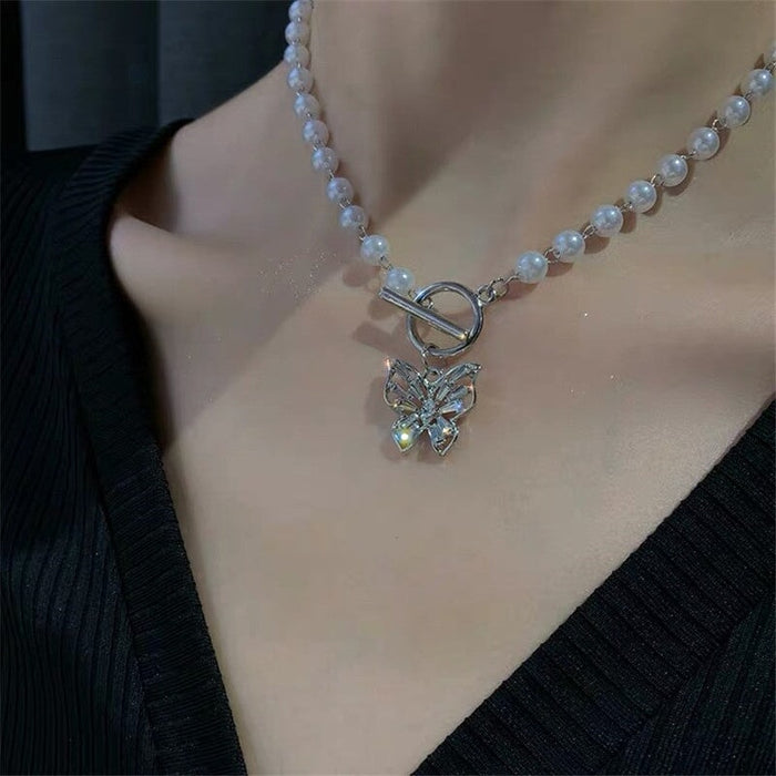 Wholesale pearl Butterfly Necklaces JDC-NE-sf015 Necklaces JoyasDeChina argent Wholesale Jewelry JoyasDeChina Joyas De China