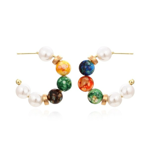 Wholesale pearl C-shaped color matching Hand Beaded Earrings JDC-ES-MY152 Earrings JoyasDeChina Wholesale Jewelry JoyasDeChina Joyas De China