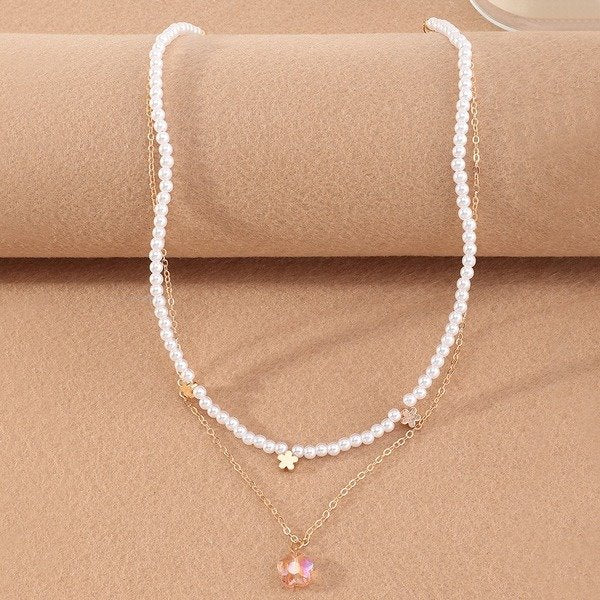 Wholesale Pearl Chain Crystal Pendant Necklaces JDC-NE-NZ319 Necklaces 奈珠 Wholesale Jewelry JoyasDeChina Joyas De China