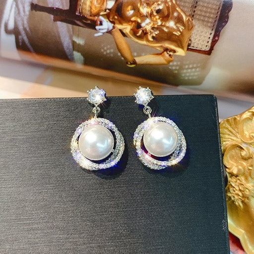 Wholesale pearl Circle Earrings JDC-ES-BY-003 Earrings 宝钰 Wholesale Jewelry JoyasDeChina Joyas De China
