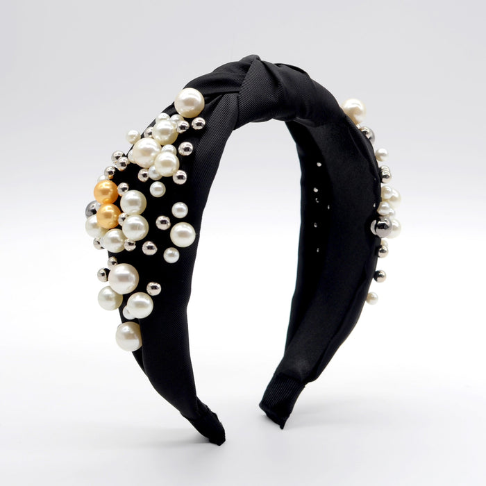 Wholesale pearl cloth headband JDC-HD-Yul003 Headband 雨灵 black Wholesale Jewelry JoyasDeChina Joyas De China