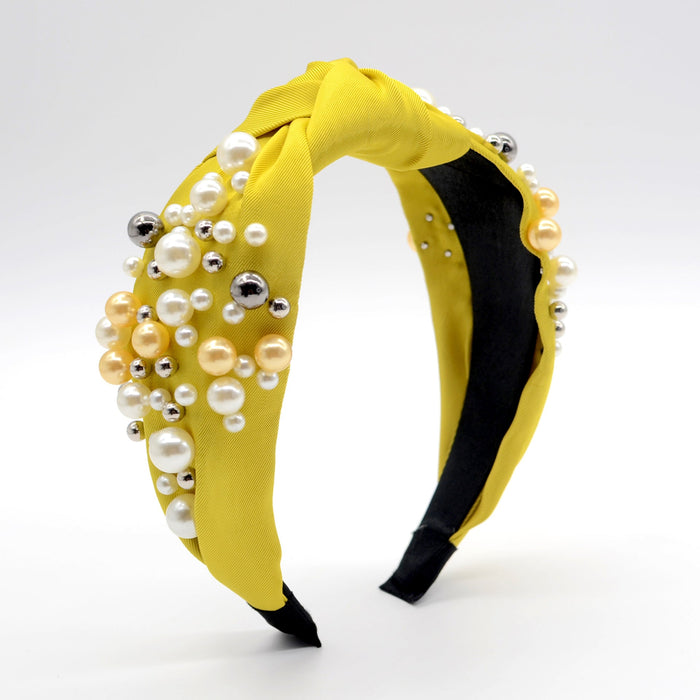 Wholesale pearl cloth headband JDC-HD-Yul003 Headband 雨灵 yellow Wholesale Jewelry JoyasDeChina Joyas De China