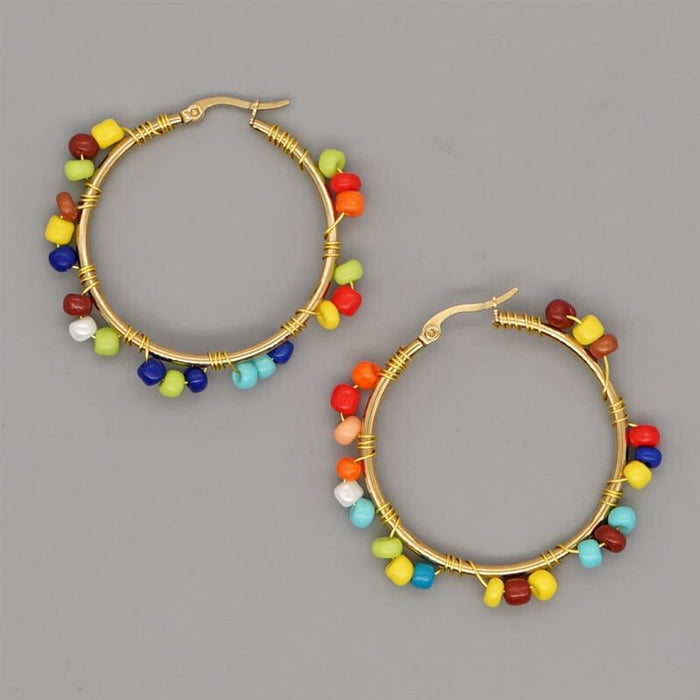 Wholesale pearl color fresh temperament big ring earrings JDC-ES-Hey001 Earrings 合益 Wholesale Jewelry JoyasDeChina Joyas De China
