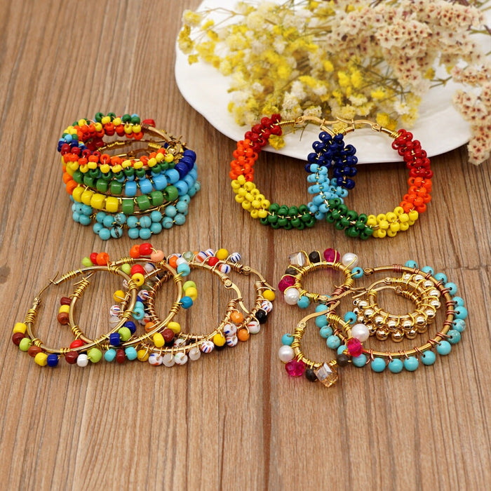 Wholesale pearl color fresh temperament big ring earrings JDC-ES-Hey001 Earrings 合益 Wholesale Jewelry JoyasDeChina Joyas De China