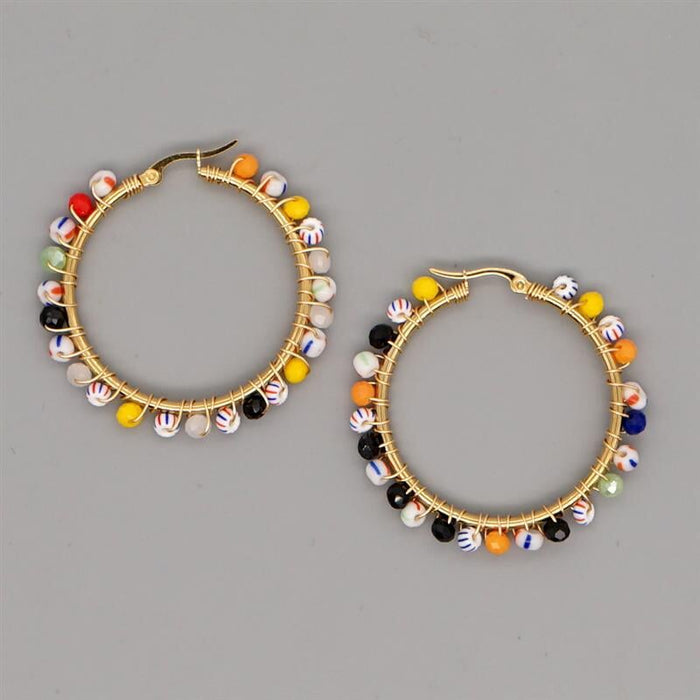 Wholesale pearl color fresh temperament big ring earrings JDC-ES-Hey001 Earrings 合益 B-E200026A Wholesale Jewelry JoyasDeChina Joyas De China