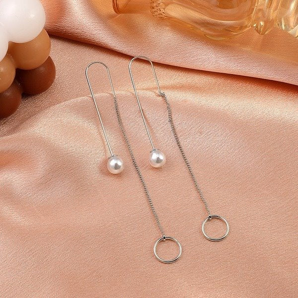 Wholesale Pearl Copper Tassel Earrings JDC-ES-A077 Earrings 妙雅 Wholesale Jewelry JoyasDeChina Joyas De China