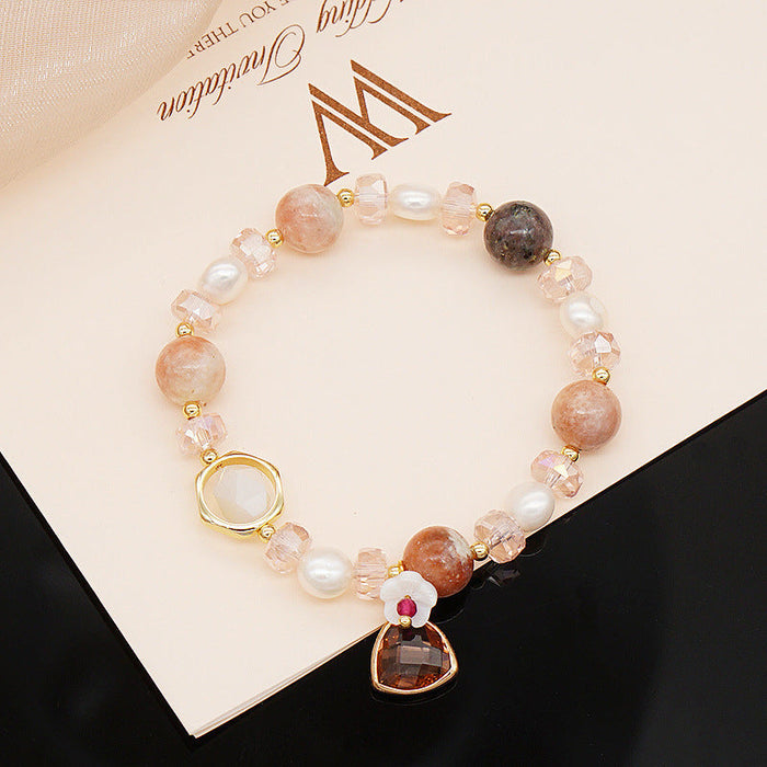 Wholesale Pearl Crystal Bracelets JDC-BT-JX003 Bracelet 锦希 pink Wholesale Jewelry JoyasDeChina Joyas De China
