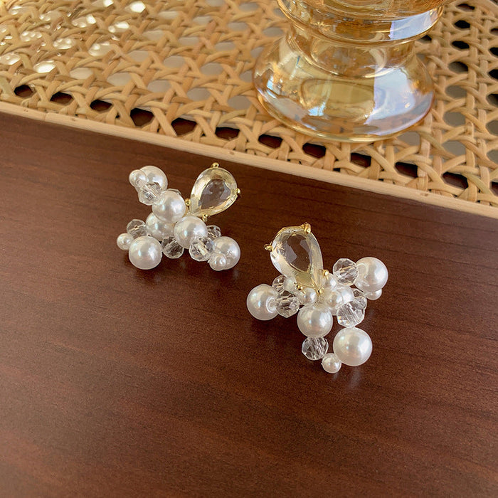 Wholesale pearl crystal flower alloy earrings JDC-ES-W406 Earrings JoyasDeChina main picture Wholesale Jewelry JoyasDeChina Joyas De China