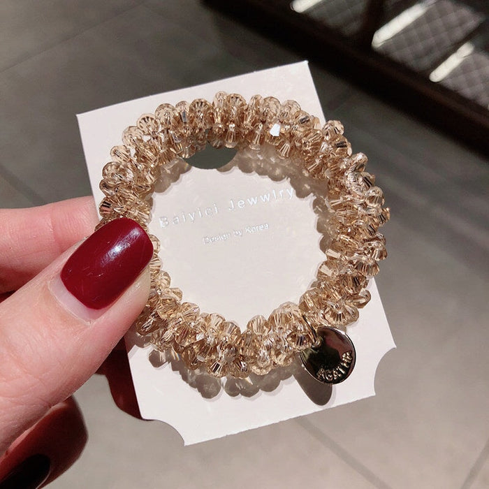 Wholesale pearl crystal hair rope JDC-HS-KX003 Hair Scrunchies 柯羡 Champagne crystal Wholesale Jewelry JoyasDeChina Joyas De China