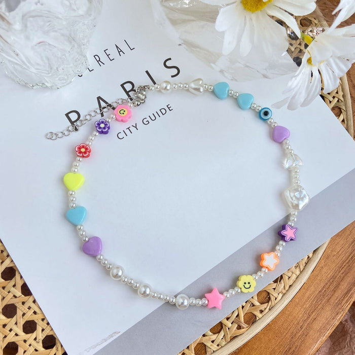 Wholesale pearl five pointed star Love Flower Necklace JDC-NE-F043 Necklaces 韩之尚 Wholesale Jewelry JoyasDeChina Joyas De China