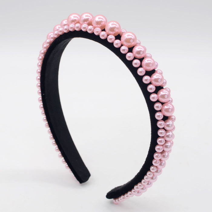 Wholesale pearl flannel headband JDC-HD-Yul066 Headband 雨灵 pink Wholesale Jewelry JoyasDeChina Joyas De China