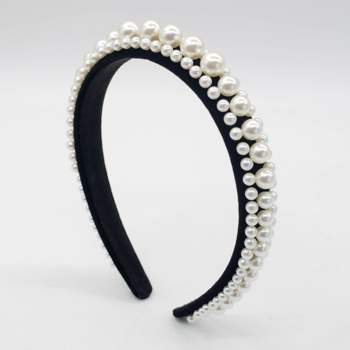 Wholesale pearl flannel headband JDC-HD-Yul066 Headband 雨灵 white Wholesale Jewelry JoyasDeChina Joyas De China