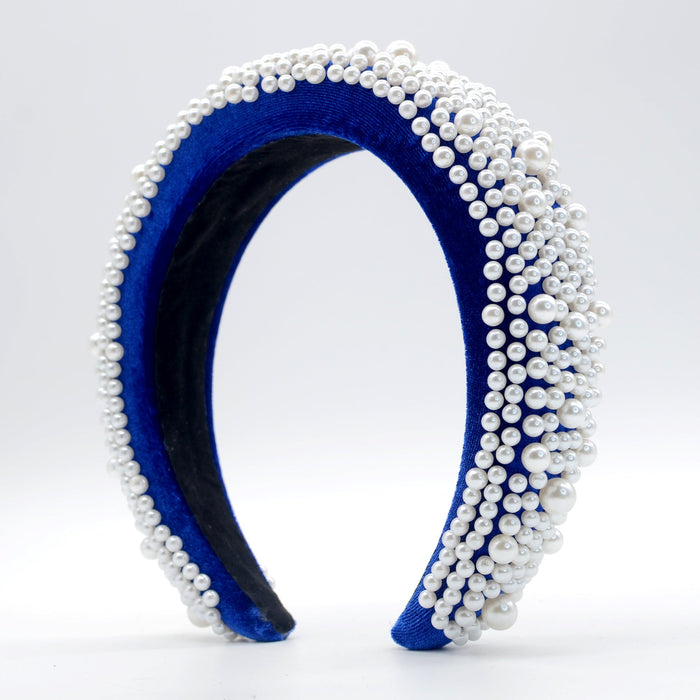 Wholesale pearl flannel sponge headband JDC-HD-Yul086 Headband 雨灵 blue Wholesale Jewelry JoyasDeChina Joyas De China