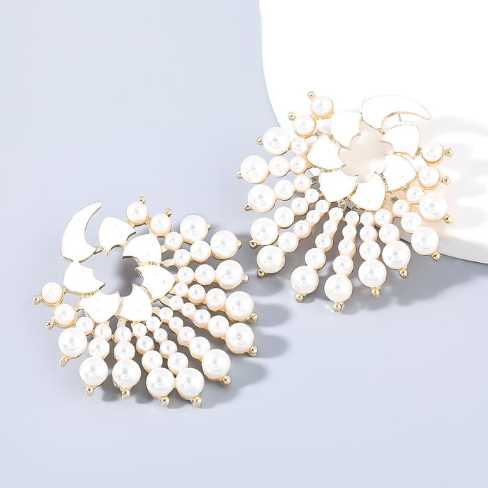 Wholesale pearl flower alloy earrings JDC-ES-JL114 Earrings JoyasDeChina white Wholesale Jewelry JoyasDeChina Joyas De China