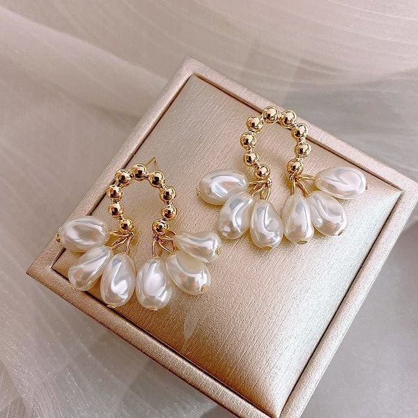 Wholesale pearl gold earrings JDC-ES-BY065 Earrings 宝钰 Wholesale Jewelry JoyasDeChina Joyas De China