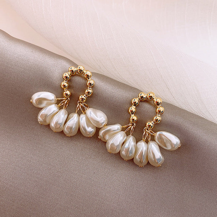 Wholesale pearl gold earrings JDC-ES-BY065 Earrings 宝钰 golden Wholesale Jewelry JoyasDeChina Joyas De China