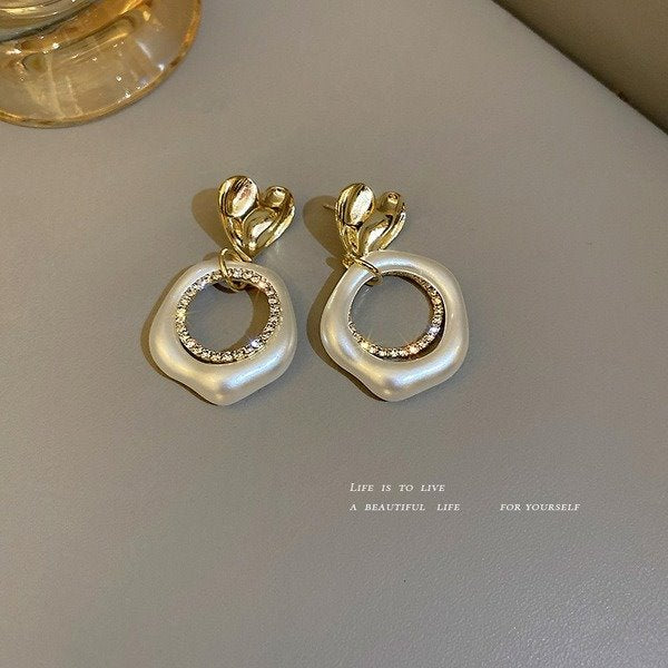 Wholesale pearl gold Love Earrings JDC-ES-BY-081 Earrings 宝钰 Wholesale Jewelry JoyasDeChina Joyas De China