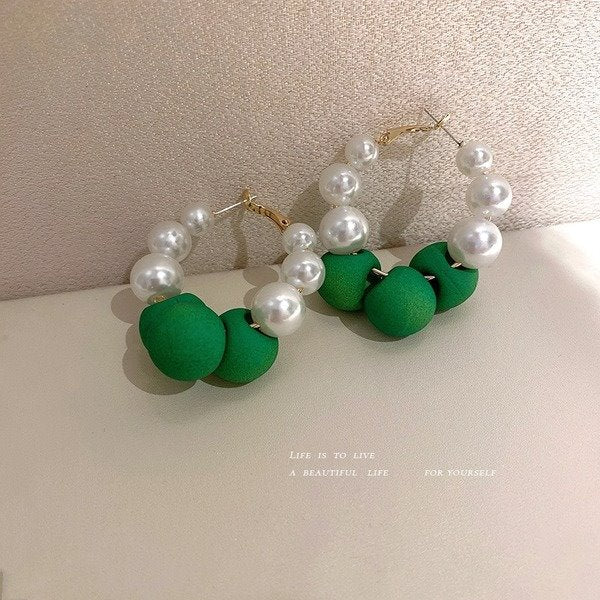 Wholesale pearl green Earrings JDC-ES-BY069 Earrings 宝钰 Wholesale Jewelry JoyasDeChina Joyas De China