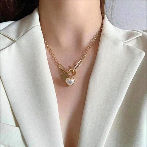 Wholesale Pearl heart pendant necklace ladies JDC-NE-JD267 necklaces JoyasDeChina Wholesale Jewelry JoyasDeChina Joyas De China