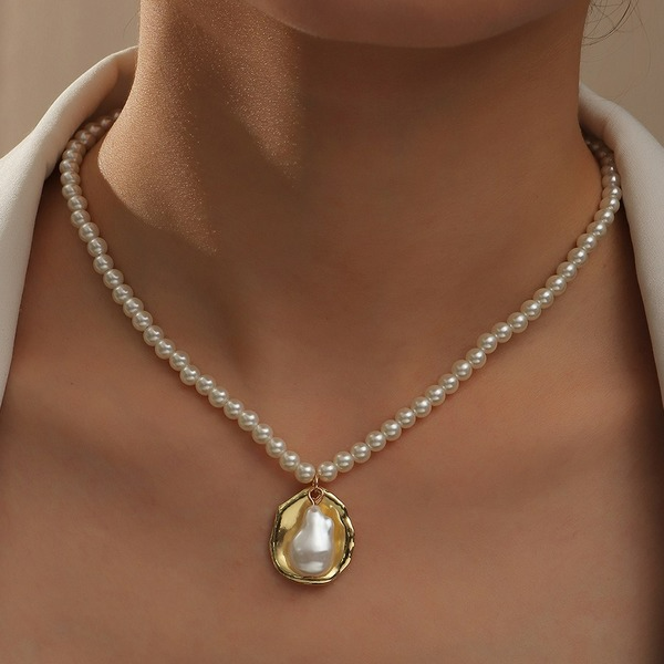 Wholesale pearl irregular Metal Necklaces JDC-NE-NZ004 Necklaces JoyasDeChina Wholesale Jewelry JoyasDeChina Joyas De China