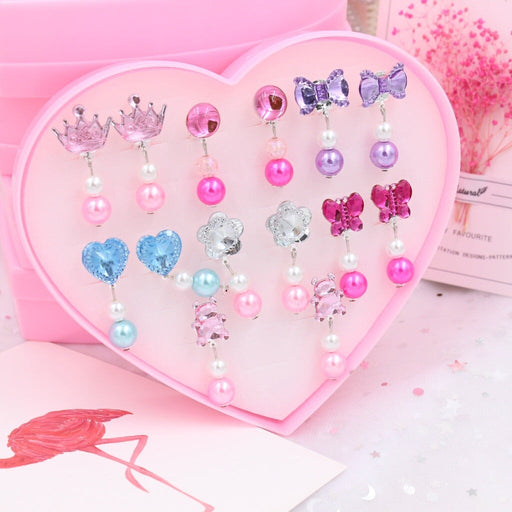 Wholesale Pearl Long Glitter Diamond Kids Earless Ear Clip Gift Box Set JDC-ES-Duor002 Earrings 朵蕊 Wholesale Jewelry JoyasDeChina Joyas De China