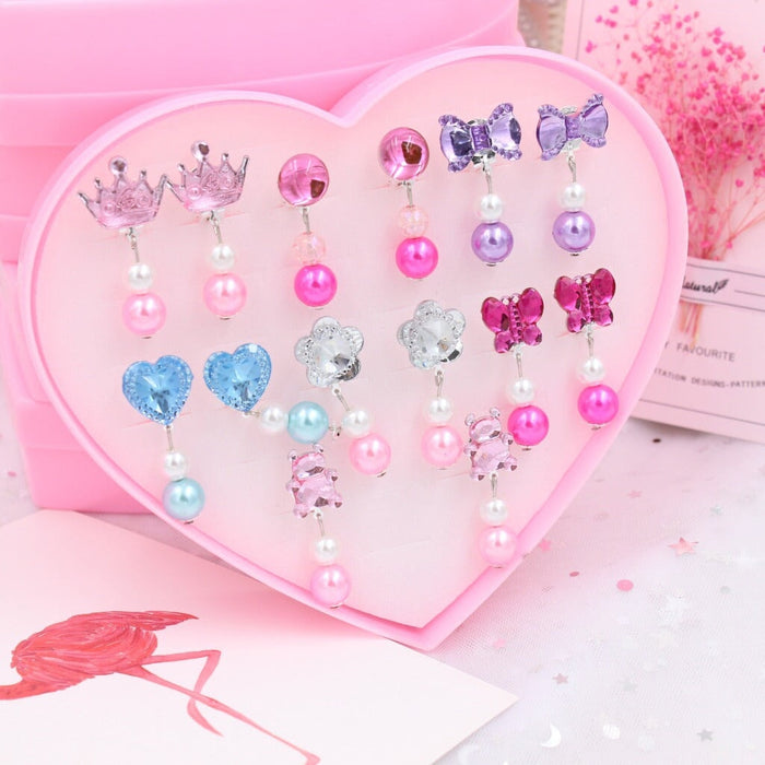 Wholesale Pearl Long Glitter Diamond Kids Earless Ear Clip Gift Box Set JDC-ES-Duor002 Earrings 朵蕊 Wholesale Jewelry JoyasDeChina Joyas De China