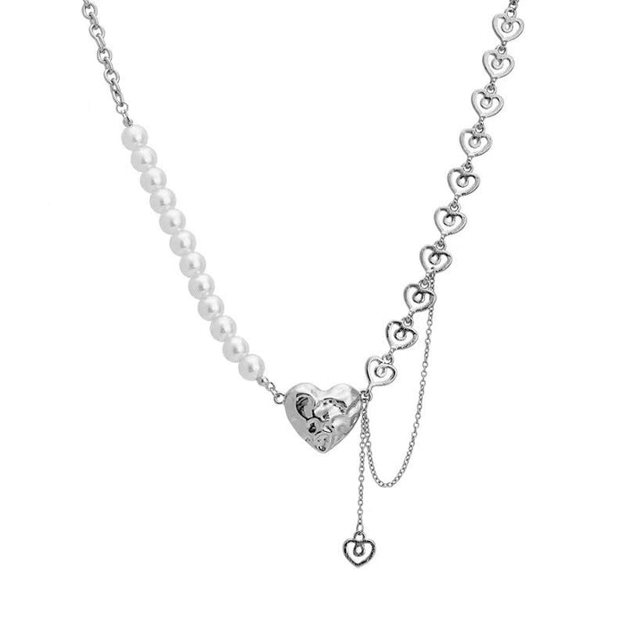 Wholesale pearl love alloy necklaces JDC-NE-A089 Necklaces 妙雅 1 Wholesale Jewelry JoyasDeChina Joyas De China