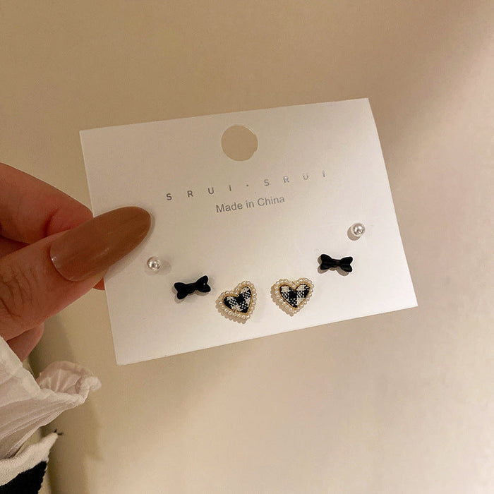 Wholesale pearl love bow Gold Earrings JDC-ES-BY-113 Earrings 宝钰 black Wholesale Jewelry JoyasDeChina Joyas De China
