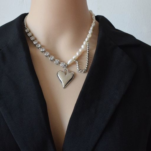 Wholesale pearl love heart stitching alloy necklaces JDC-NE-NT002 necklaces JoyasDeChina Wholesale Jewelry JoyasDeChina Joyas De China