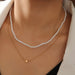 Wholesale pearl metal chain double layer necklace JDC-NE-NZ316 Necklaces 奈珠 NZ2419xingxing Wholesale Jewelry JoyasDeChina Joyas De China