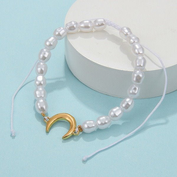 Wholesale Pearl Moon Alloy Bracelets JDC-BT-A014 Bracelet 妙雅 Wholesale Jewelry JoyasDeChina Joyas De China