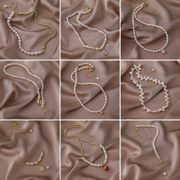 Bulk Jewelry Wholesale pearl necklace irregular alloy/copper clavicle chain JDC-NE-W200 Wholesale factory from China YIWU China