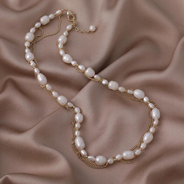 Bulk Jewelry Wholesale pearl necklace irregular alloy/copper clavicle chain JDC-NE-W200 Wholesale factory from China YIWU China