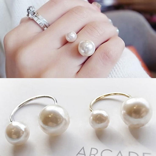 Wholesale pearl open alloy ring JDC-RS-RL037 Rings 瑞列 Golden Wholesale Jewelry JoyasDeChina Joyas De China