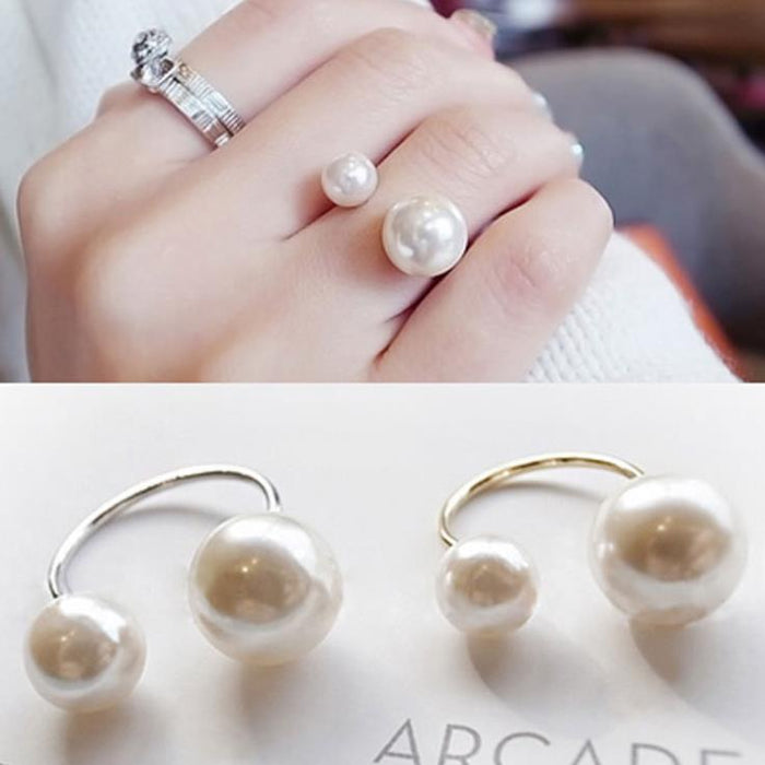 Wholesale pearl open alloy ring JDC-RS-RL037 Rings 瑞列 Golden Wholesale Jewelry JoyasDeChina Joyas De China
