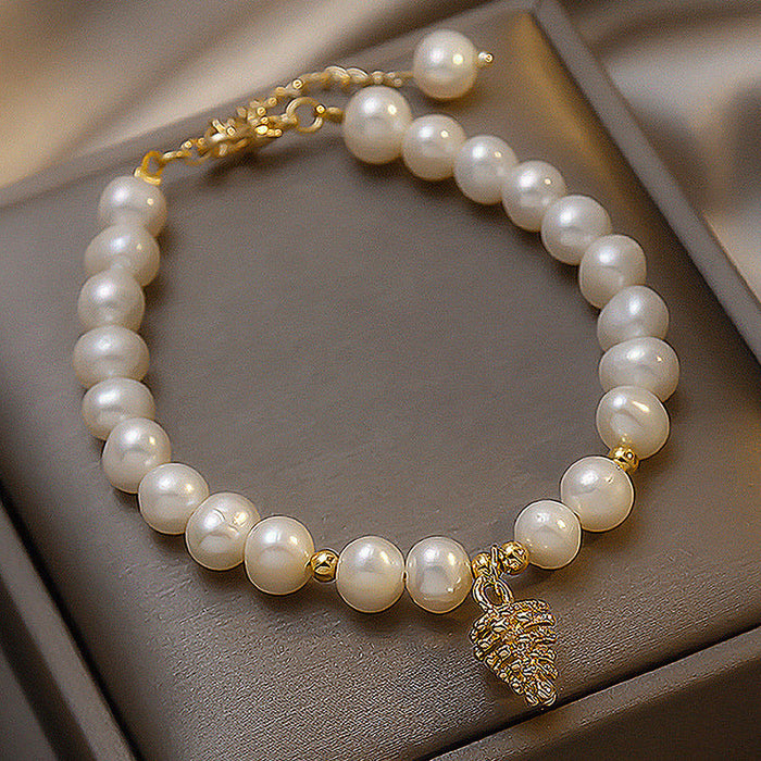 Wholesale pearl Oval Bracelet JDC-BT-YWJQ016 Bracelet 义乌精巧 golden Wholesale Jewelry JoyasDeChina Joyas De China
