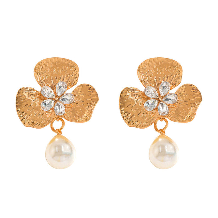 Wholesale Pearl Pendant Flower Alloy Earrings JDC-ES-JQ174 Earrings JoyasDeChina Wholesale Jewelry JoyasDeChina Joyas De China