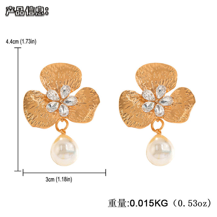 Wholesale Pearl Pendant Flower Alloy Earrings JDC-ES-JQ174 Earrings JoyasDeChina Wholesale Jewelry JoyasDeChina Joyas De China