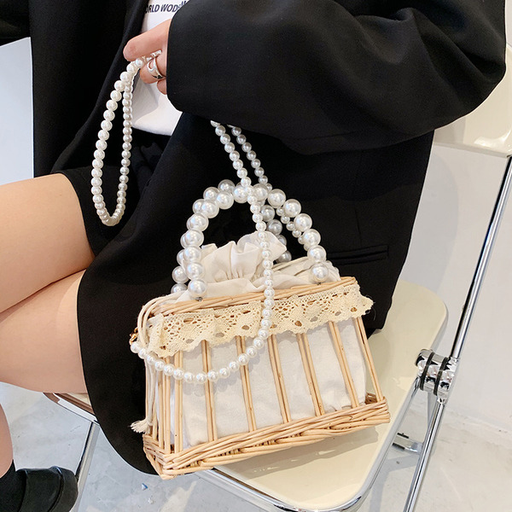Wholesale pearl portable fashion hollow out design girls beach bag JDC-HB-LS030 Handbags JoyasDeChina Wholesale Jewelry JoyasDeChina Joyas De China