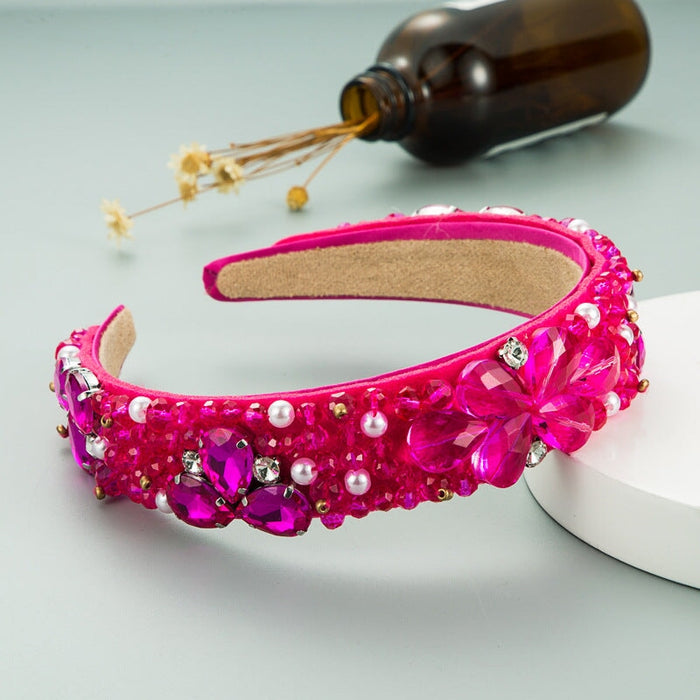 Wholesale Pearl Rhinestone Crystal Cloth Baroque Headband JDC-HD-YiS003 Headband 镱森 Wholesale Jewelry JoyasDeChina Joyas De China