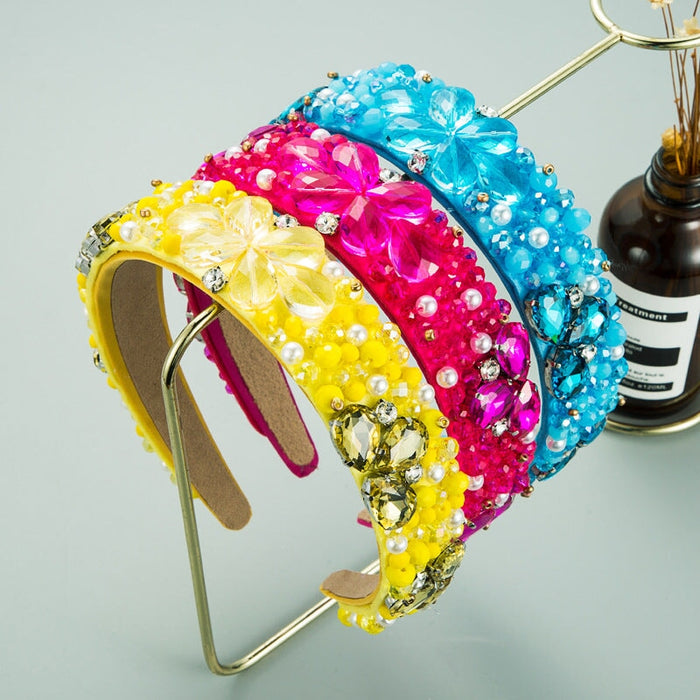 Wholesale Pearl Rhinestone Crystal Cloth Baroque Headband JDC-HD-YiS003 Headband 镱森 Wholesale Jewelry JoyasDeChina Joyas De China