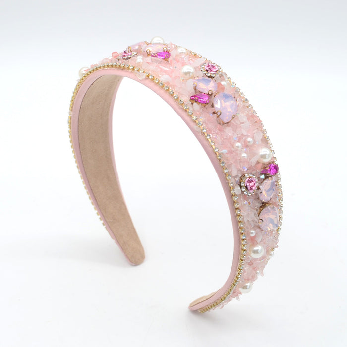 Wholesale Pearl Rhinestone Headband JDC-HD-Yul065 Headband 雨灵 pink Wholesale Jewelry JoyasDeChina Joyas De China