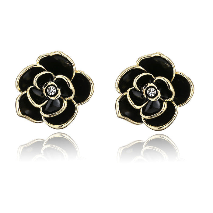 Wholesale Pearl Rose Earrings JDC-ES-BaoS002 Earrings 宝莎莉娜 black Wholesale Jewelry JoyasDeChina Joyas De China