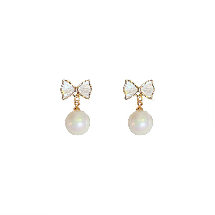 Wholesale pearl shell BOW White Earrings JDC-ES-BY-024 Earrings 宝钰 Wholesale Jewelry JoyasDeChina Joyas De China